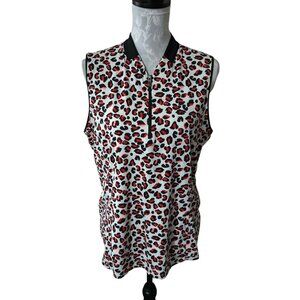 TAIL White Label Golf Polo Top Womens Sleeveless Leopard Print XL
